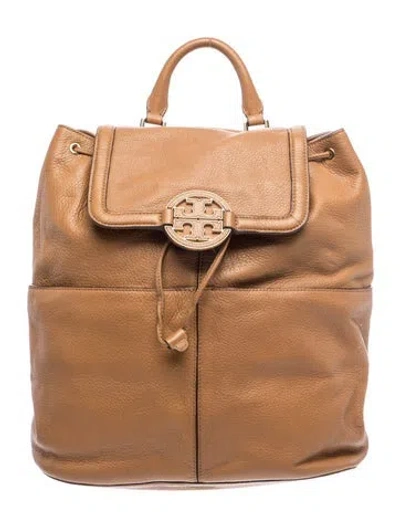 Pre-owned Tory Burch Leather Backpack In Brown