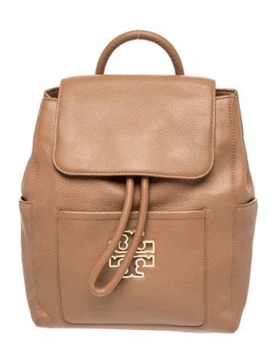 Pre-owned Tory Burch Leather Backpack In Brown