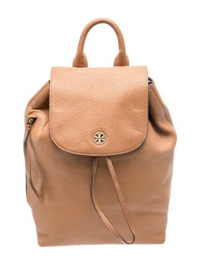 Pre-owned Tory Burch Leather Backpack In Brown