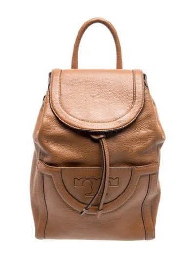 Pre-owned Tory Burch Leather Backpack In Brown