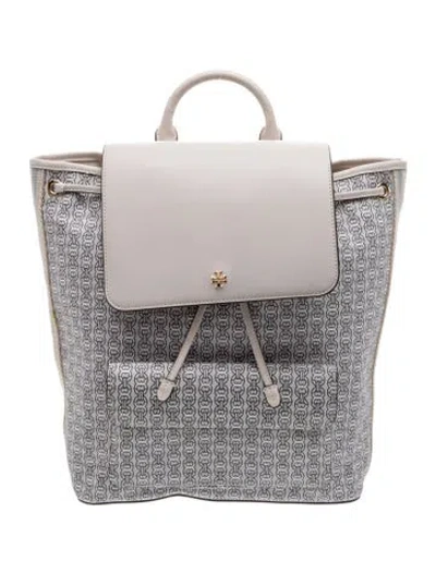 Pre-owned Tory Burch Leather Backpack In Gray