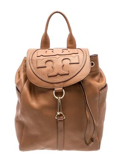Pre-owned Tory Burch Leather Backpack In Neutrals