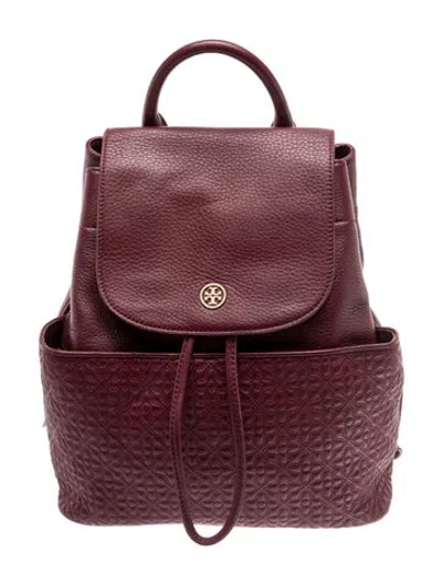 Pre-owned Tory Burch Leather Backpack In Purple
