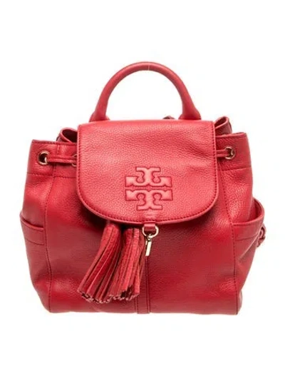 Pre-owned Tory Burch Leather Backpack In Red