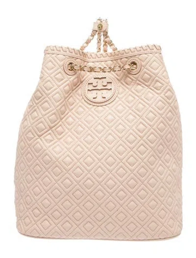 Pre-owned Tory Burch Leather Backpack In White