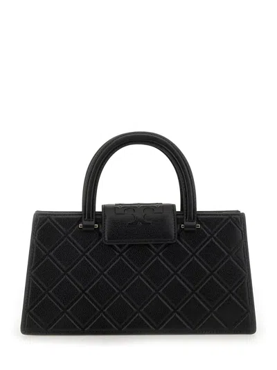 Tory Burch Quilted Rectangular Cross-body Bag With Top Handle In Black
