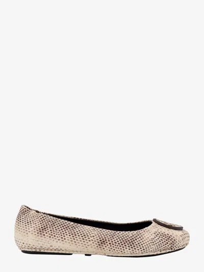 TORY BURCH LEATHER BALLERINAS WITH ANIMALIER PRINT