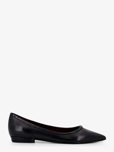 TORY BURCH LEATHER BALLERINAS WITH PATENT LEATHER PROFILE