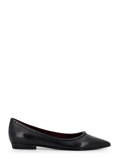 Tory Burch Leather Ballerinas With Patent Leather Profile