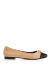 Tory Burch Bow Detail Two-tone Ballet In Neutral