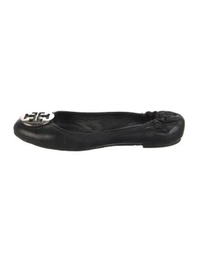 Pre-owned Tory Burch Leather Ballet Flats In Black