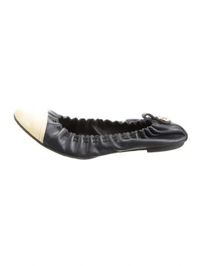 Pre-owned Tory Burch Leather Ballet Flats In Black