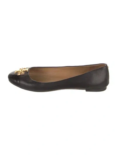 Pre-owned Tory Burch Leather Ballet Flats In Black