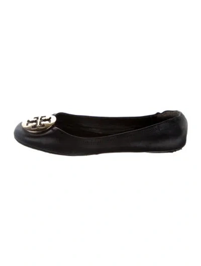 Pre-owned Tory Burch Leather Ballet Flats In Black