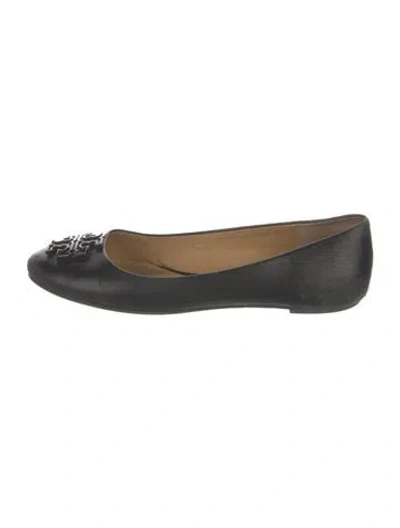 Pre-owned Tory Burch Leather Ballet Flats In Black