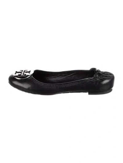 Pre-owned Tory Burch Leather Ballet Flats In Black