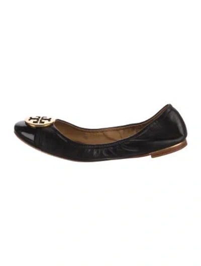 Pre-owned Tory Burch Leather Ballet Flats In Black