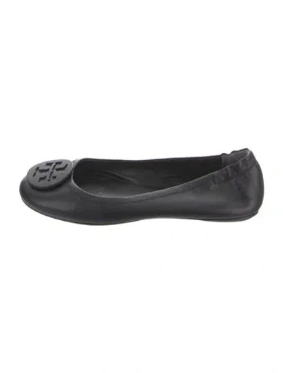Pre-owned Tory Burch Leather Ballet Flats In Black