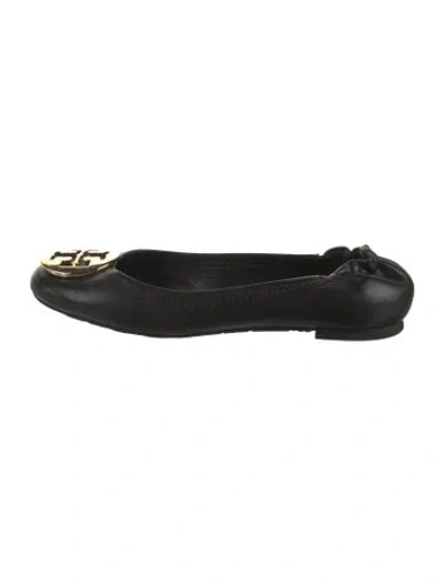 Pre-owned Tory Burch Leather Ballet Flats In Black