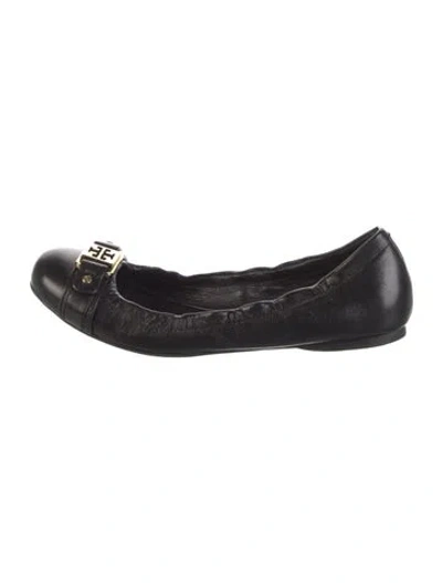 Pre-owned Tory Burch Leather Ballet Flats In Black