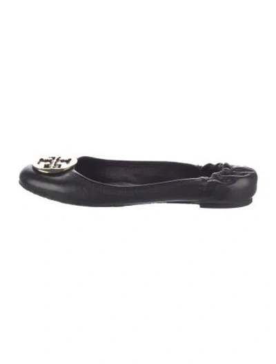 Pre-owned Tory Burch Leather Ballet Flats In Black