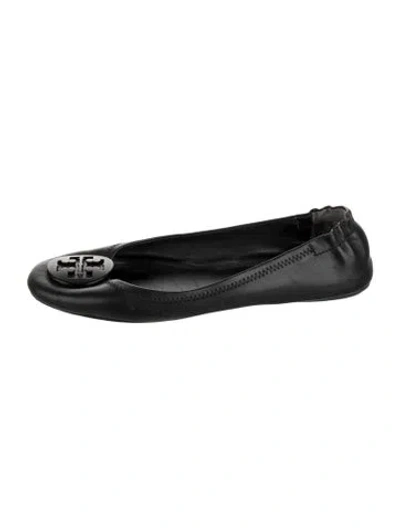 Pre-owned Tory Burch Leather Ballet Flats In Black