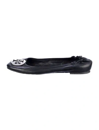 Pre-owned Tory Burch Leather Ballet Flats In Black