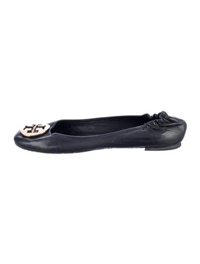 Pre-owned Tory Burch Leather Ballet Flats In Black