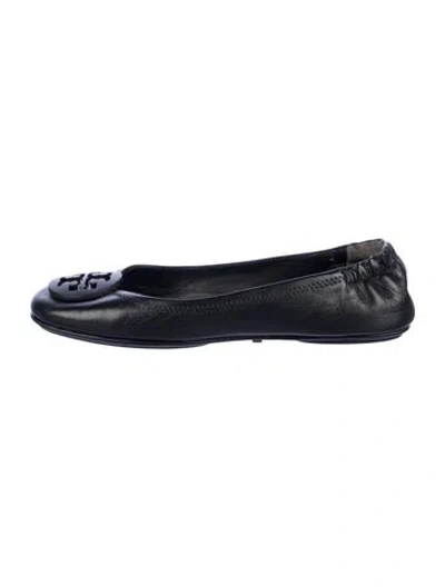 Pre-owned Tory Burch Leather Ballet Flats In Black