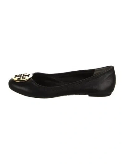 Pre-owned Tory Burch Leather Ballet Flats In Black