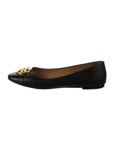 Pre-owned Tory Burch Leather Ballet Flats In Black
