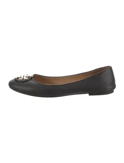 Pre-owned Tory Burch Leather Ballet Flats In Black