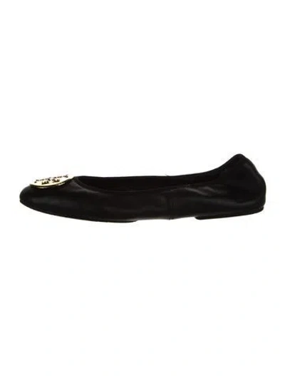 Pre-owned Tory Burch Leather Ballet Flats In Black