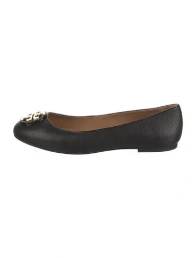 Pre-owned Tory Burch Leather Ballet Flats In Black