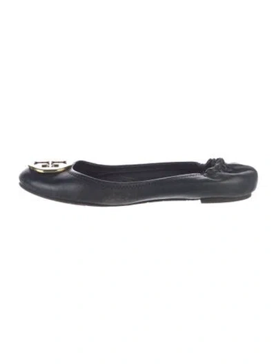 Pre-owned Tory Burch Leather Ballet Flats In Black