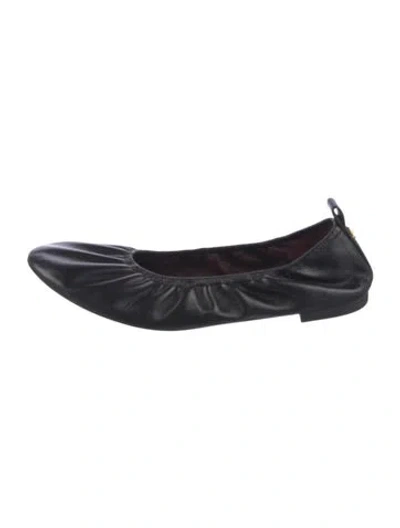 Pre-owned Tory Burch Leather Ballet Flats In Black