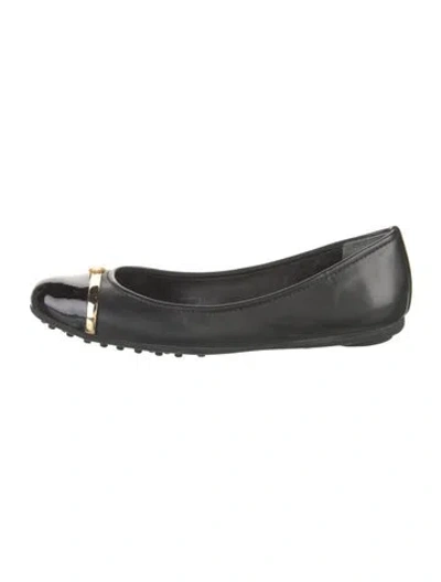 Pre-owned Tory Burch Leather Ballet Flats In Black