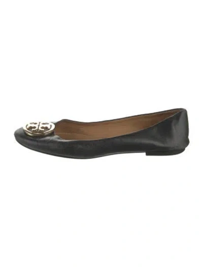 Pre-owned Tory Burch Leather Ballet Flats In Black