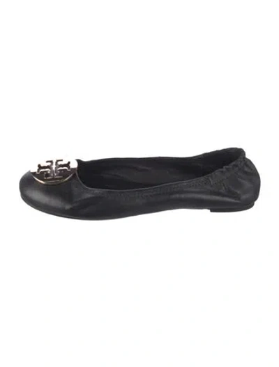 Pre-owned Tory Burch Leather Ballet Flats In Black