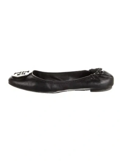 Pre-owned Tory Burch Leather Ballet Flats In Black