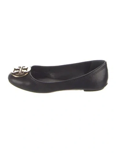 Pre-owned Tory Burch Leather Ballet Flats In Black