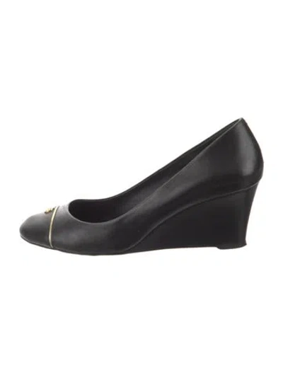 Pre-owned Tory Burch Leather Ballet Flats In Black