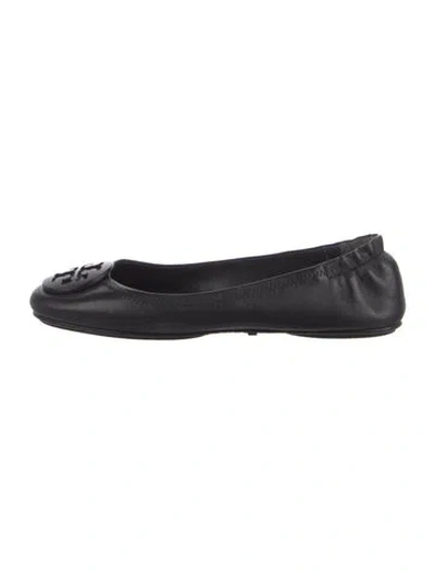 Pre-owned Tory Burch Leather Ballet Flats In Black