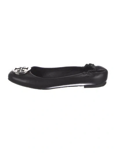 Pre-owned Tory Burch Leather Ballet Flats In Black