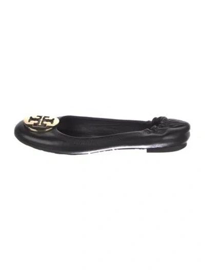 Pre-owned Tory Burch Leather Ballet Flats In Black