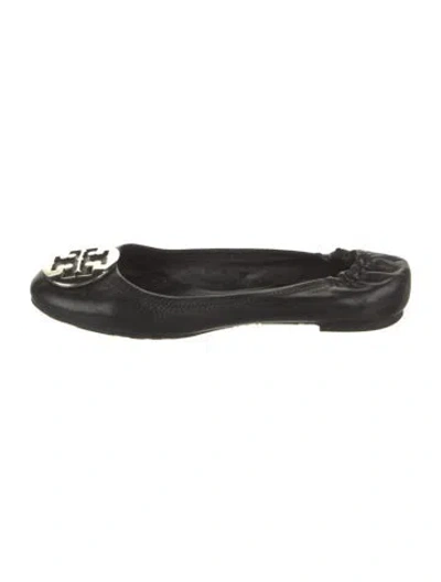 Pre-owned Tory Burch Leather Ballet Flats In Black