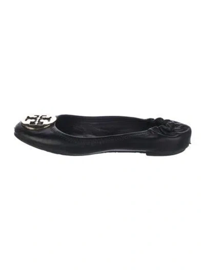 Pre-owned Tory Burch Leather Ballet Flats In Black