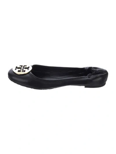 Pre-owned Tory Burch Leather Ballet Flats In Black