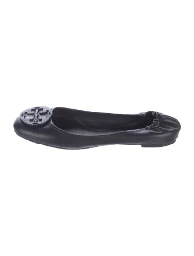 Pre-owned Tory Burch Leather Ballet Flats In Black