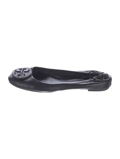 Pre-owned Tory Burch Leather Ballet Flats In Black